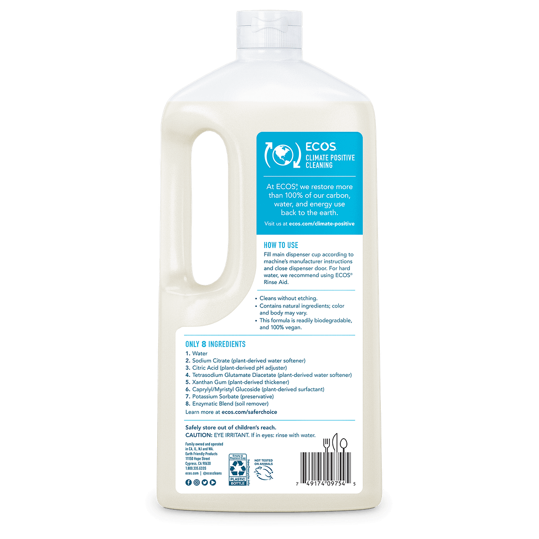 ECOS Dishwasher Gel Free & Clear Back